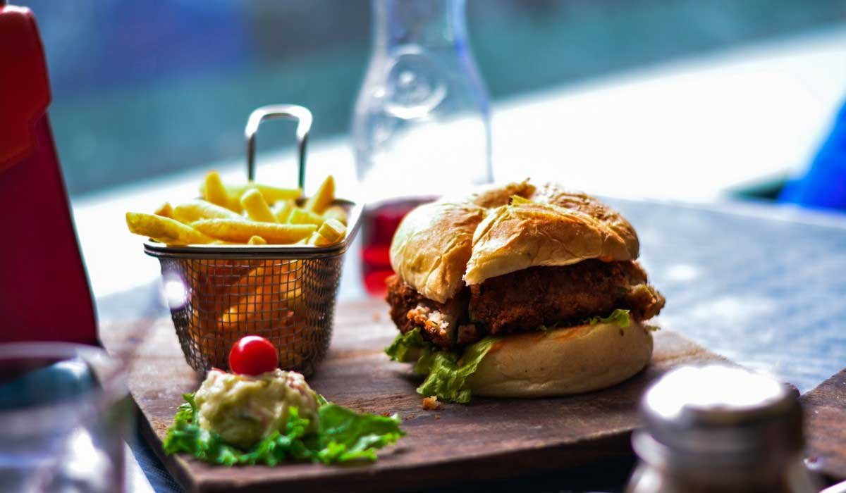 Cheesy Burger With Fried Special Dish